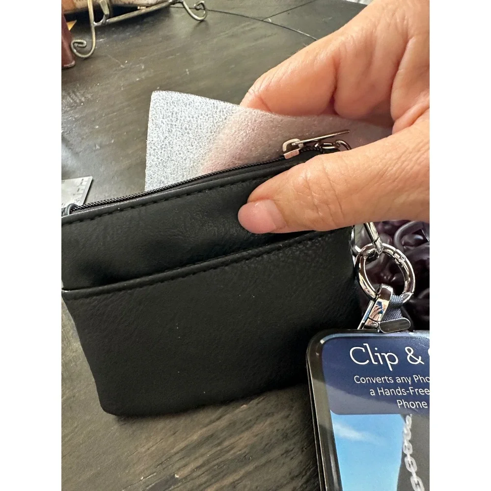 Save The Girls Clip & Go Ice Chain Crossbody Phone Carrier Black Universal Strap